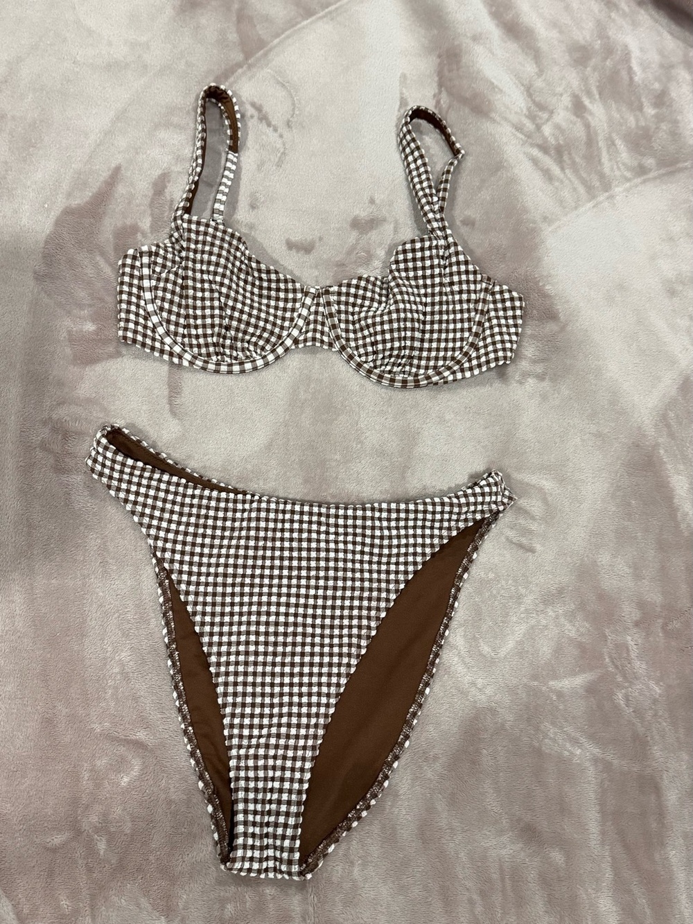 Abercrombie & Fitch Brown Gingham Bikini Set – Size Medium (Top & Bottom) - Picture 3 of 3